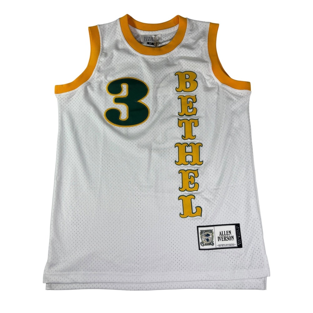 Authentic‎ Classics Allen Iverson Bethel HS Jersey White Green Yellow MED NWT